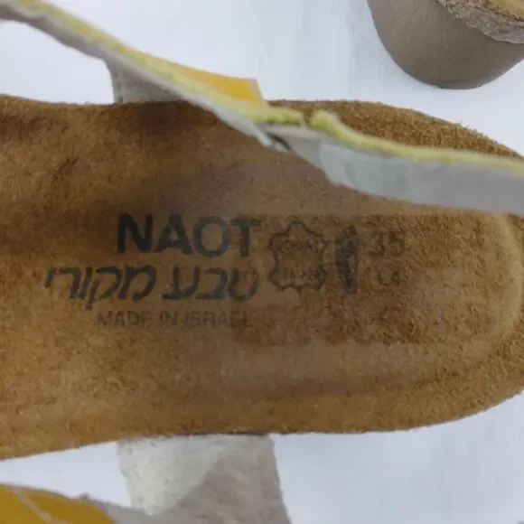 Naot Sandals Slingback Strappy Yellow Leather Open Toe Casual Womens 35 US 4 4.5 - Picture 10 of 12
